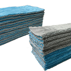 Edgeless Dual-Faced Buffing Towel Blue & Grey Color, 700 GSM, 16x16 inch